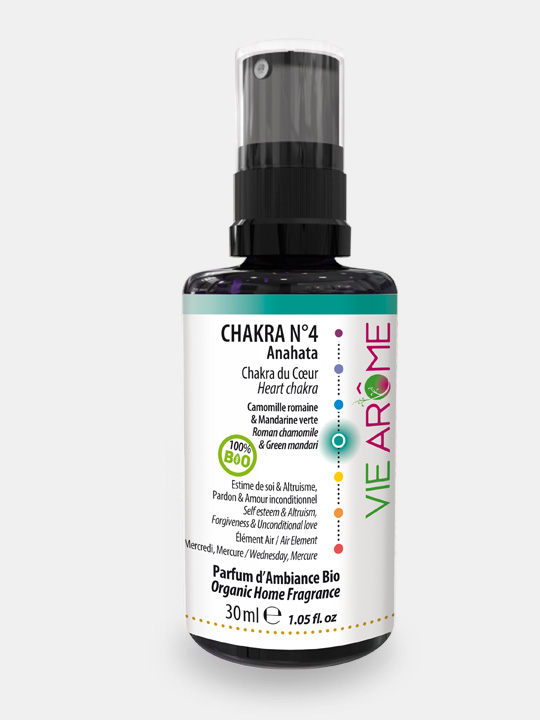 VieArome-Parfum-Ambiance-Chakra-n4-30ml-02 Parfum d'ambiance Chakra 4 Cœur Anahata Vie Arôme Amour Compassion Elément Air Mercredi Mercure