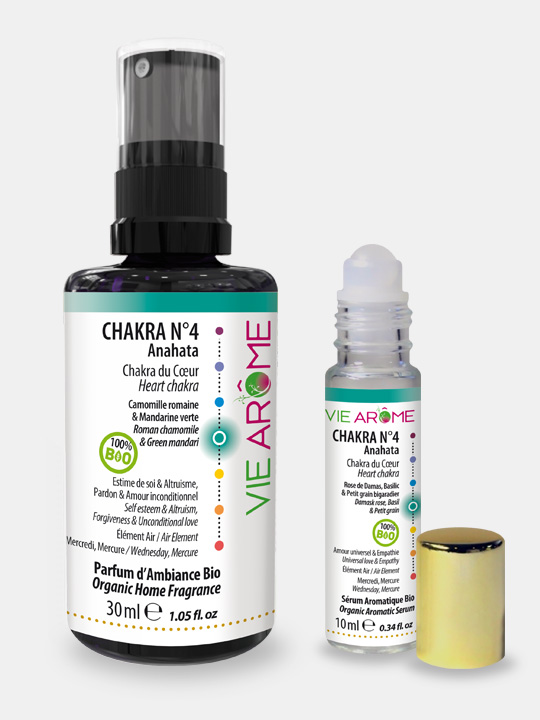 VieArome-Parfum-Ambiance-Roll-On-Chakra-n4-02 Kit Chakra 4 Cœur Anahata Vie Arôme Amour Compassion Elément Air Mercredi Mercure