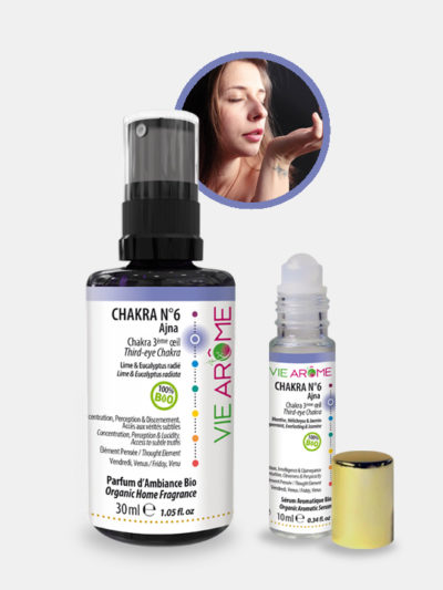 Kit Chakra 6 Couronne Ajna Parfum d'ambiance et Roll-on Sérum Bio Vie Arôme