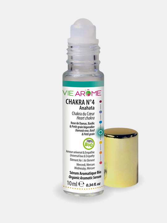 VieArome-Roll-On-Chakra-n4-10ml-02 Roll on Sérum Chakra Cœur Anahata Vie Arôme Amour Compassion Elément Air Mercredi Mercure